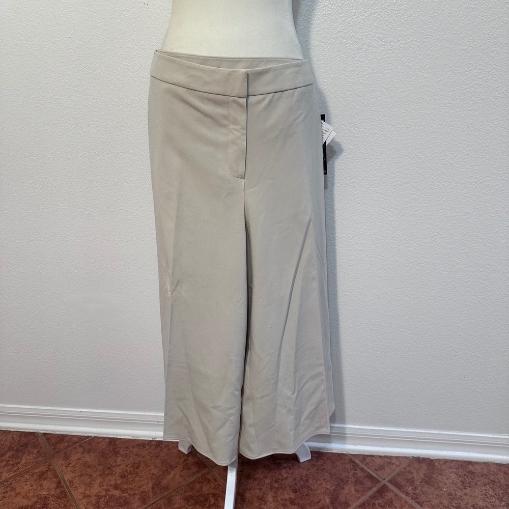 VTG Y2K Lace-Up Hem Wide Leg Capri Pants Women 18 Beige NWT